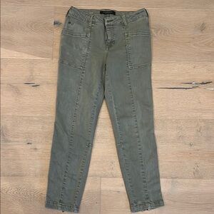 Liverpool Jeans Company Olive Green Ankle Cropped Jeans with Straight Leg Style